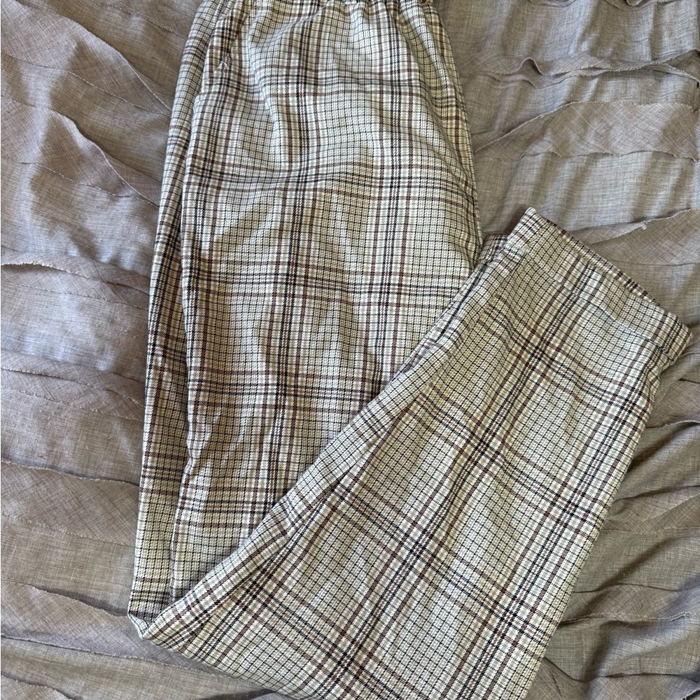 Women’s Plaid Casual Pants in Beige and Brown